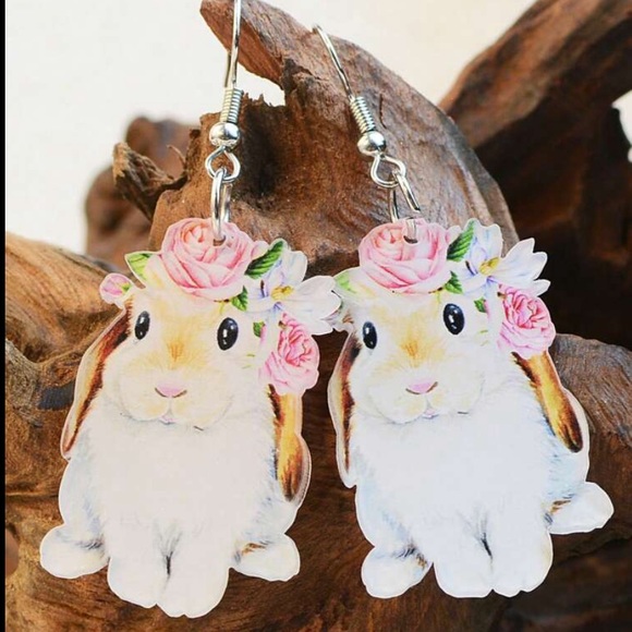 Floral Bunny Earrings - Picture 3 of 3